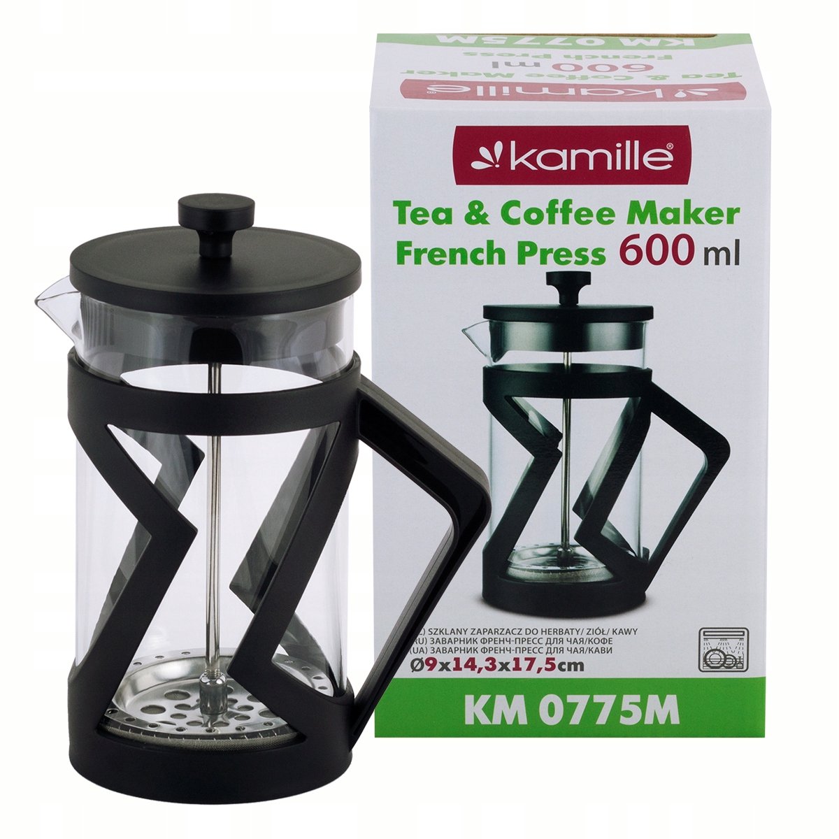 Kamille Glazen Koffie & Theepot met Filter - 600ml