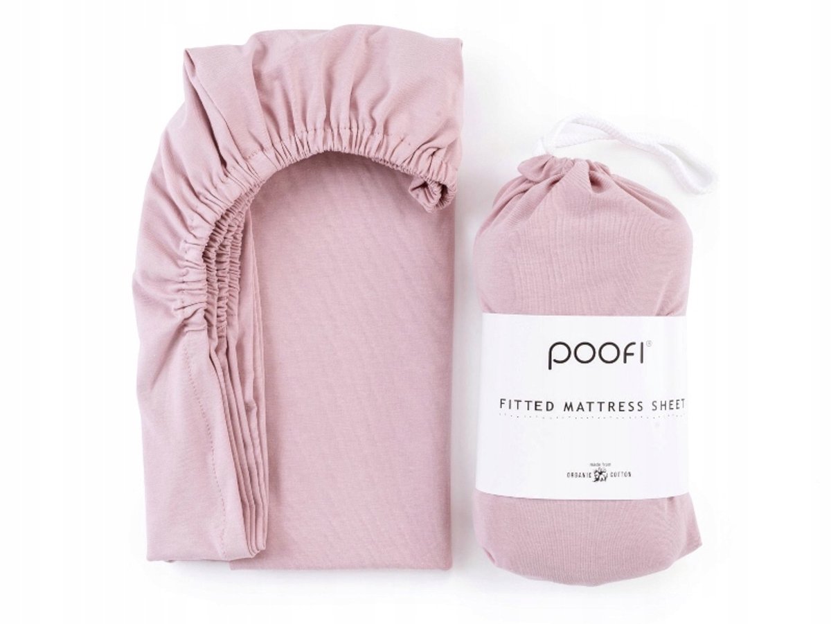 Poofi Organisch Katoen Hoeslaken met Elastiek 60x120 cm - Piwonie
