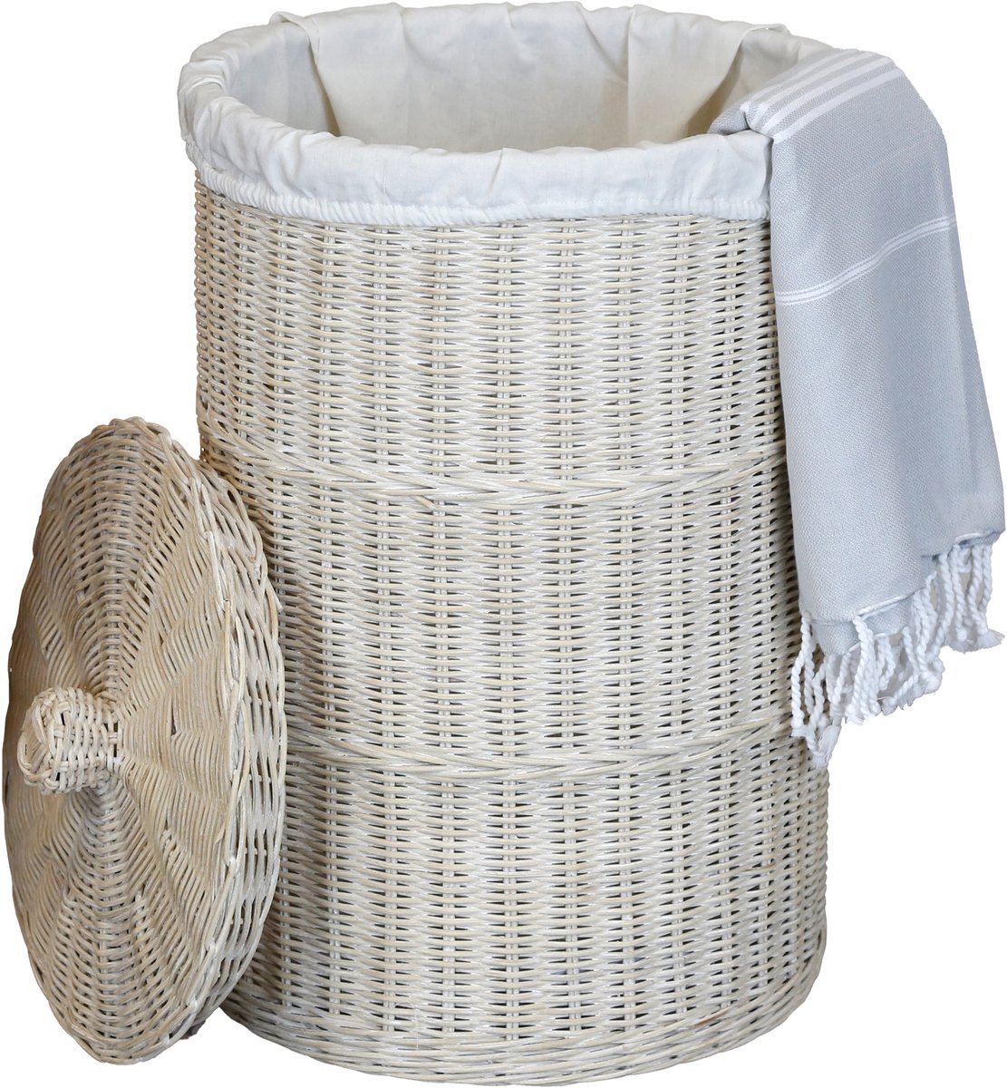 Opbergmand met deksel – Rieten wasmand – 75 l – Wasverzamelaar