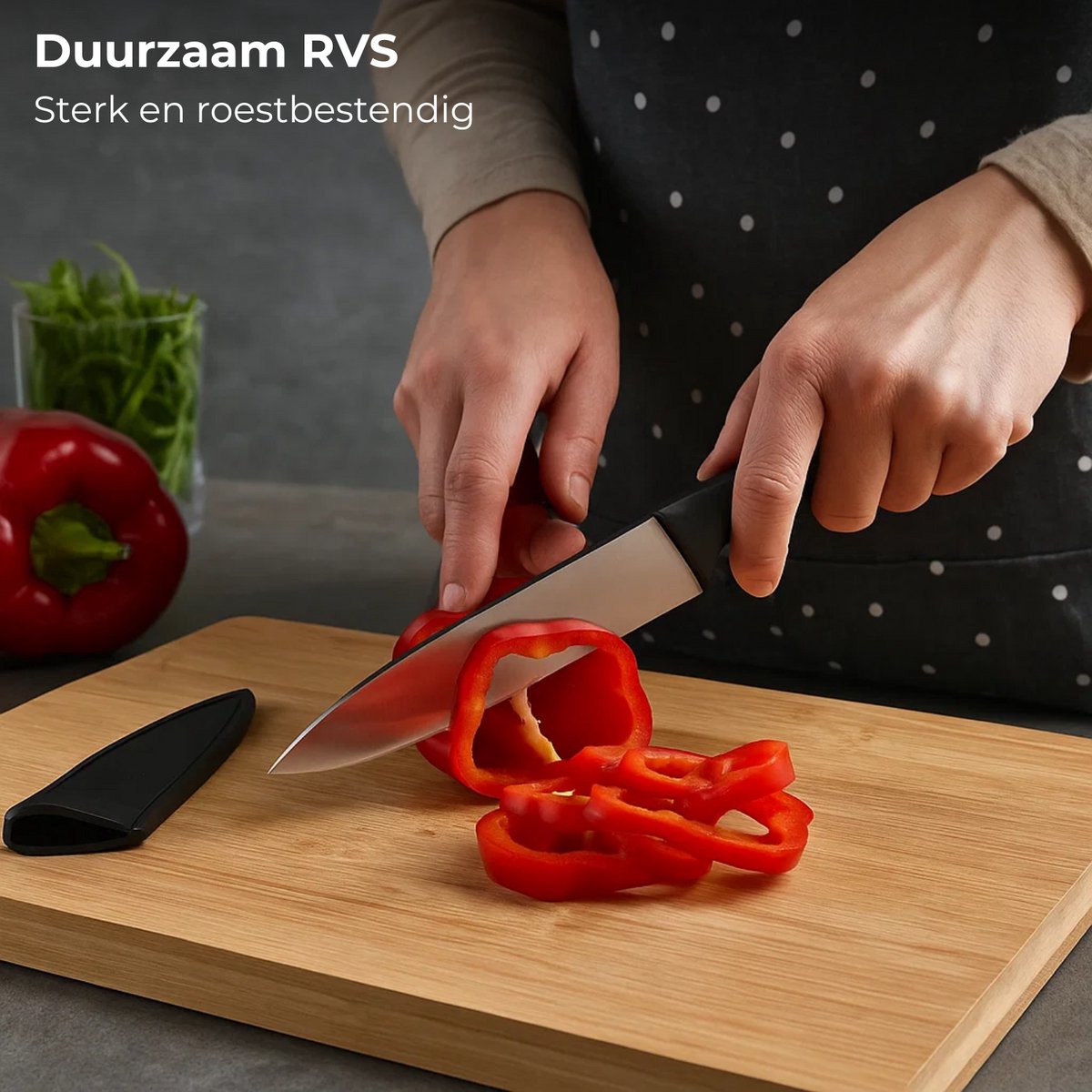 Lomera Uitbeenmes - Incl. Houder - met Slijper - 20cm Mes - Roestvrijstaal - PP Heft - PP Houder - Keukenmes - Vleesmes - Beschermhoes - Keukenaccessoire - Keuken Gereedschap