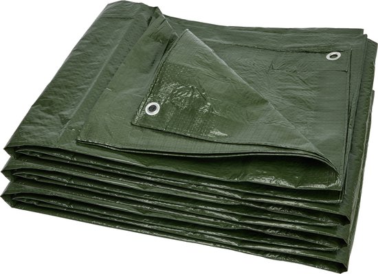 G.F. afdekzeil Top Line 260g/m², Groen, 3m x 4m = 12m² keuze uit 23 verschillende maten in groen en wit! zeildoek met oogjes, uv-bestendige stof, Dekzeil met bevestigingsringen, afdekhoes