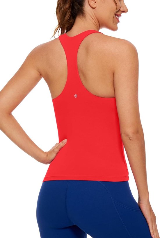 CRZ YOGA Naadloze, ademende dames-sporttanktops met racerback, hoge hals en mouwloze hardloopshirts Leigrijs gemêleerd XS CRZ YOGA Naadloze, ademende dames-sporttanktops met racerback, hoge hals en mouwloze hardloopshirts Leigrijs gemêleerd XS