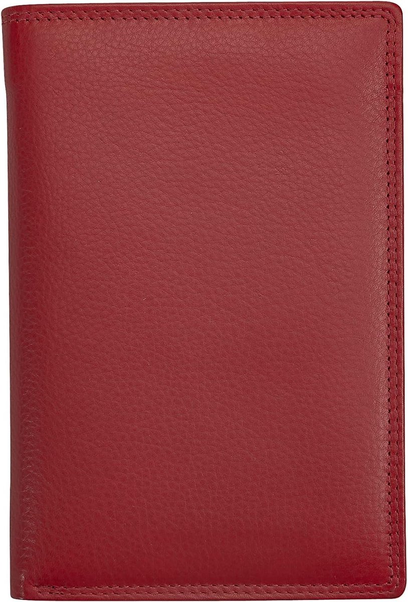 Josephine Osthoff 942 RFID Leren Portemonnee – Slanke Kaartenhouder met Paspoortvak – Rood/Kers