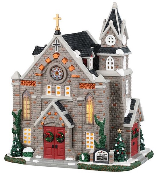 Lemax - 'St. Luke's Church' - Verlicht gebouw - Exclusief adapter (werkt ook op batterijen)