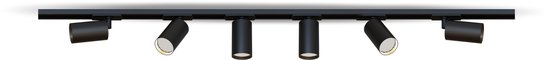 Calex Smart Railsysteem Verlichting – 3 Meter – Inclusief 6 Slimme GU10 Spots – Opbouwspot – Mat Zwart – 1 Fase