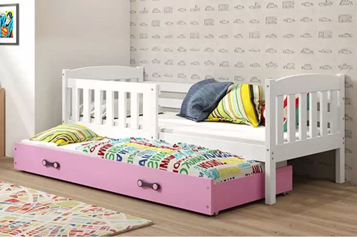 BMS - KUBUŚ Bed - 90x200 cm - Jongeren - Wit/Pink
