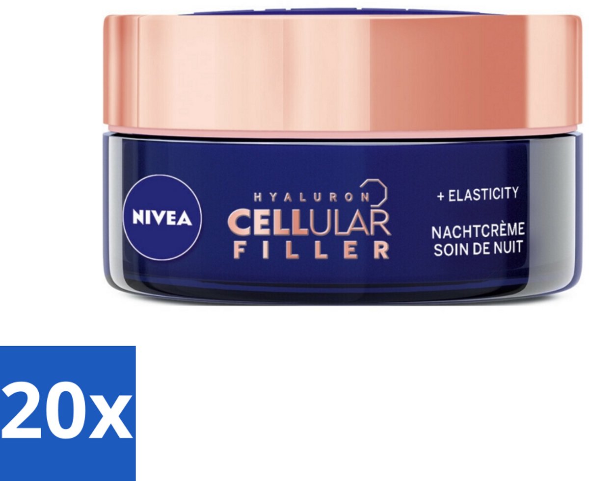 20 x NIVEA - Nachtcrème - CELLular Expert Lift Anti-Veroudering - Voor alle huidtypes - Met Bakuchiol & Hyaluronzuur - Verhoogt collageen & anti-rimpel - 50 ml - Anti-aging Crème - Bakuchiol Crème - Hyaluronzuur Crème - Nachtcrème - Huidverzorging