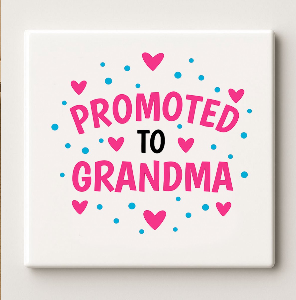 Promoted to Grandma Tegel 15x15 cm – Hartverwarmende Keramische Cadeautegel voor Nieuwe Om