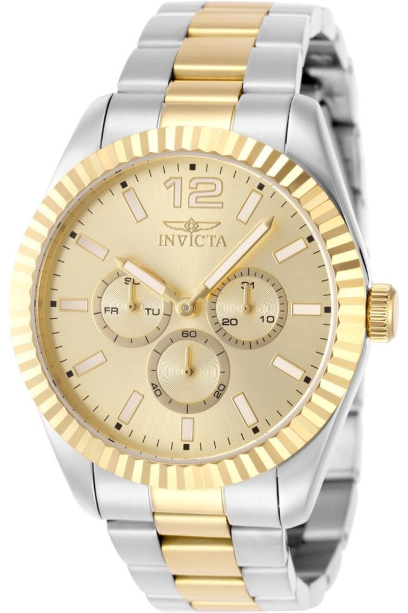 Invicta Specialty 49518 Heren Horloge - Waterdicht - Analoog - Quartz Uurwerk - Roestvrij Staal met gouden Wijzerplaat - 43mm