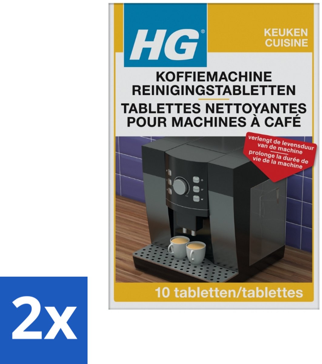2 x HG Koffiemachine Reinigingstabletten 10 tabletten - Koffiemachine Reiniging - Ontkalken Koffiemachine - Koffievet Verwijderen - Koffiemachine Onderhoud - Koffiemachine Schoonmaken