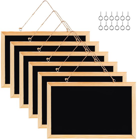 IXYHKB 4 stuks A4 krijtborden met houten lijsten, leisteen bord om te beschrijven van hout, krijtborden, krijtbord, blackboard met 2 spons, voor kinderen, bruiloft, memo, feest, school, keuken