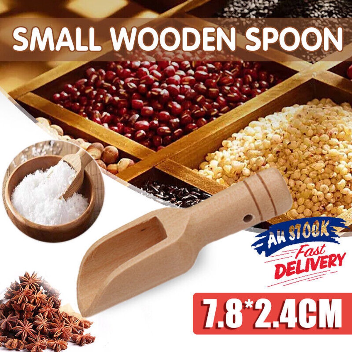 4-Pack Houten Kleine Mini Lepel Zout Suiker Koffielepel Keukengereedschap
