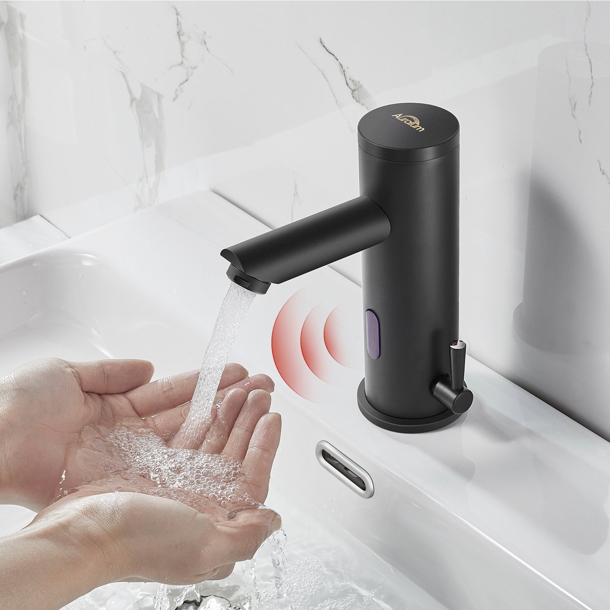 Auralum Max Wastafelkraan - Kraan Met Sensor - Automatische Wastafelkraan - - Slimme Sensor Kraan - Detectiekraan - Badkamer Kraan - Zwart