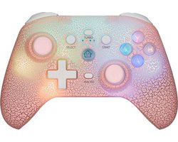 Draadloze RGB-lichtcontroller geschikt voor Nintendo Switch/OLED/Lite/Android/IOS/PC/PS4 - met programmeerbare knoppen - Turbo - Trillingen - Wakeup - Gamepad -Gaming Controller - Roze