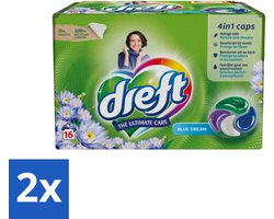 2 x Dreft - Wasmiddelcapsules - Blue Dreams - Frisse geurboost - 16 Wasbeurten - Wascapsules - Plasticvrije Verpakking - Wasmiddel - Wascapsules Dreft - Wasmiddel Capsules