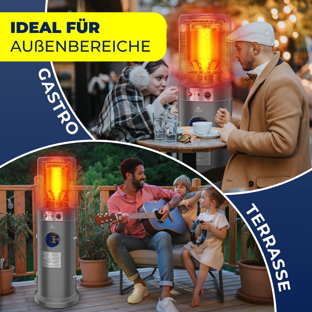 KESSER Terrasverwarmer Gas 10 kW - Mobiele Gaskachel RVS voor Terras en Tuin, Incl. Beschermhoes - Antraciet – foto 7
