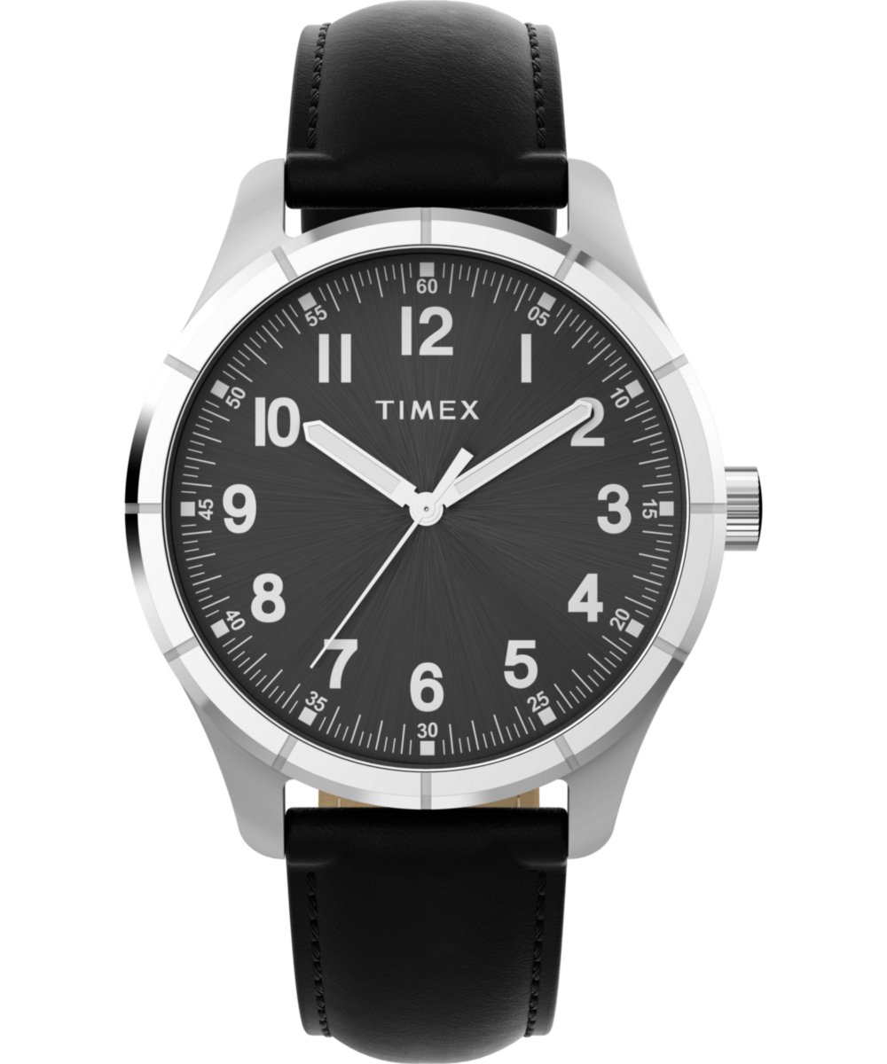 Timex Main Street TW2Y16100 Horloge - Leer - Zwart - Ø 42 mm