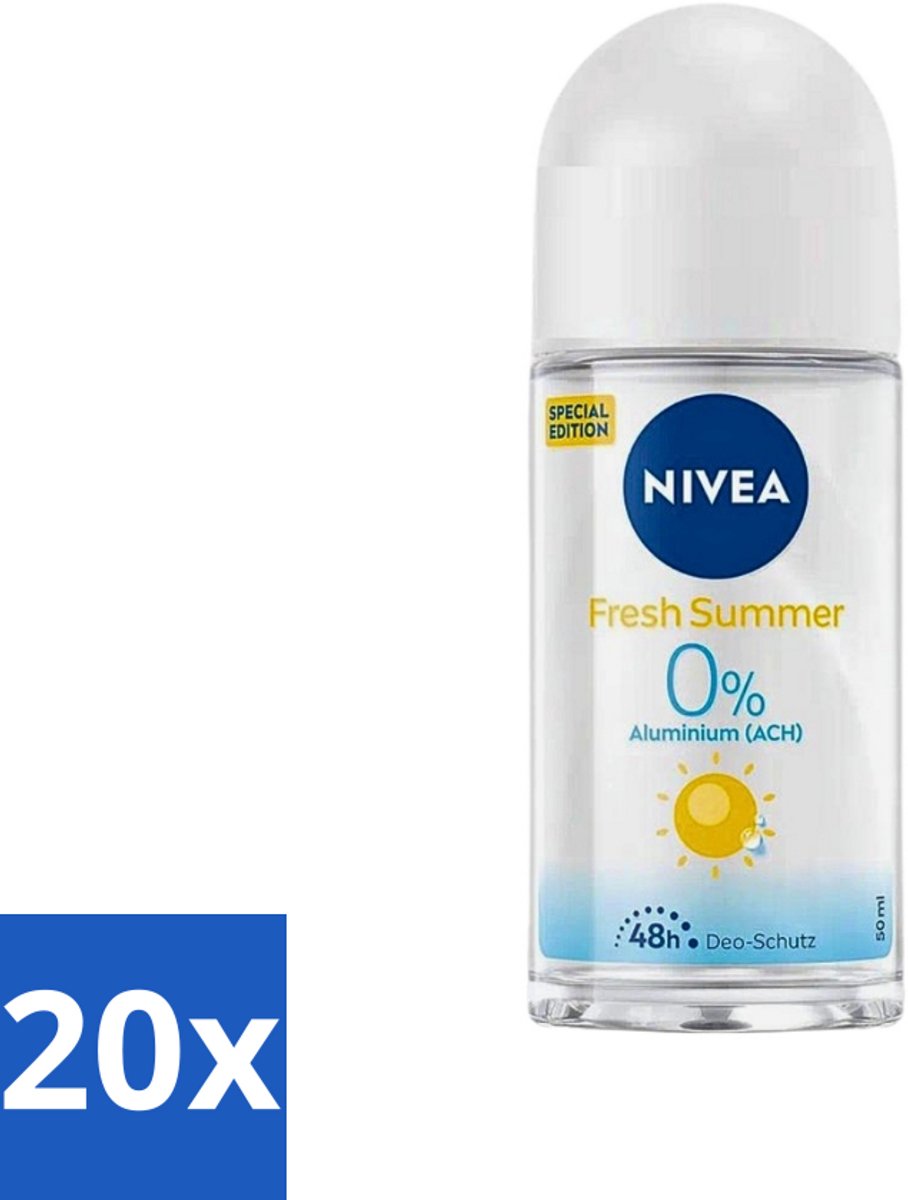 20 x Nivea - Deo Roll-On - Fresh Summer - Special Edition - 50 ml - NIVEA Fresh Summer Deodorant Roll-On - 48 Uur Bescherming - Zomerse Geur - Anti-transpirant - Deodorant Roller