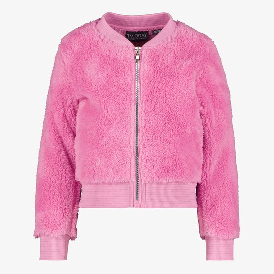Gilet teddy fille TwoDay rose - Taille 122/128
