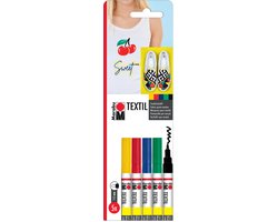 Textielstiften set 5 dunne stiften