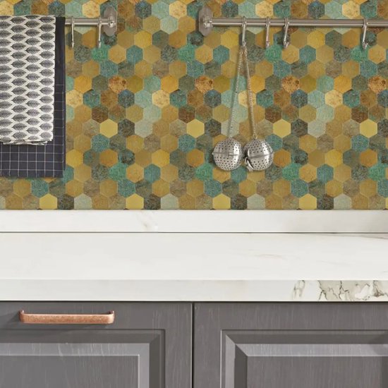 Mosaïque autocollante Hexagone Cuivre Patiné