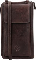 Hide & Stitches Telefoontasje Paint Rock - 100% Leren Tas met Verstelbare Schouderband - Leren Dames Tas - Donkerbruin