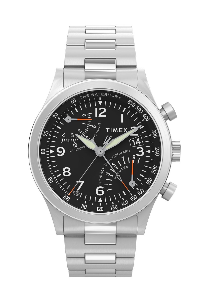 Timex Waterbury Traditional Fly Back Chronograph Watch Zilveren Toon Case: 100% Stainless Steel | Armband: 100% Stainless Steel 43 TW2W47800AJ