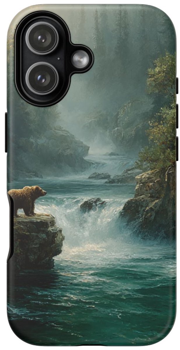 Bruine Beer bij Rivierwaterval – Telefoonhoesje Geschikt voor iPhone 17