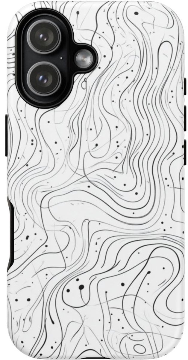Abstract Zwart-Wit Golvend Lijnenpatroon – Telefoonhoesje Geschikt voor iPhone 17