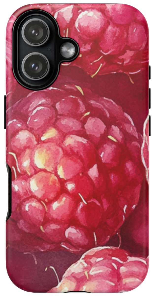 Aquarel Frambozen van Dichtbij – Telefoonhoesje Geschikt voor iPhone 17
