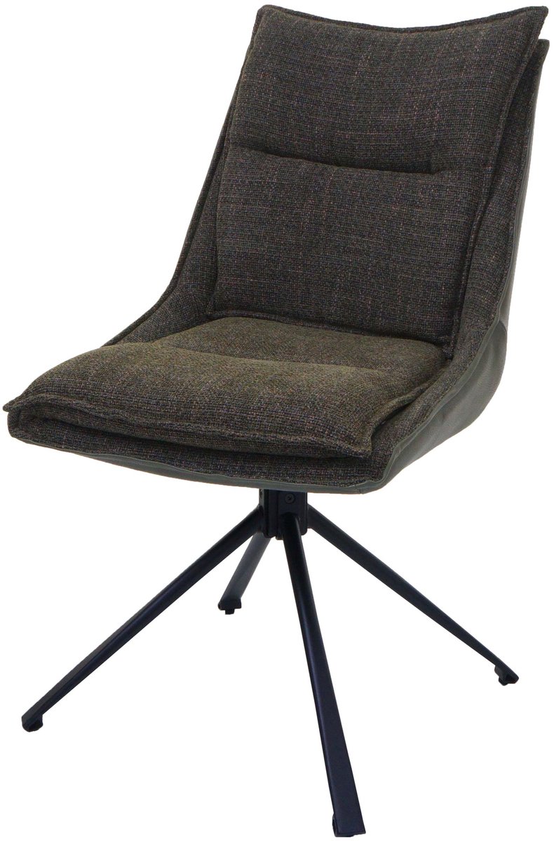 Eetkamerstoel MCW-N71, keukenstoel, draaibaar met Auto-Return, stof/textiel (420 g/m²) ~ groen
