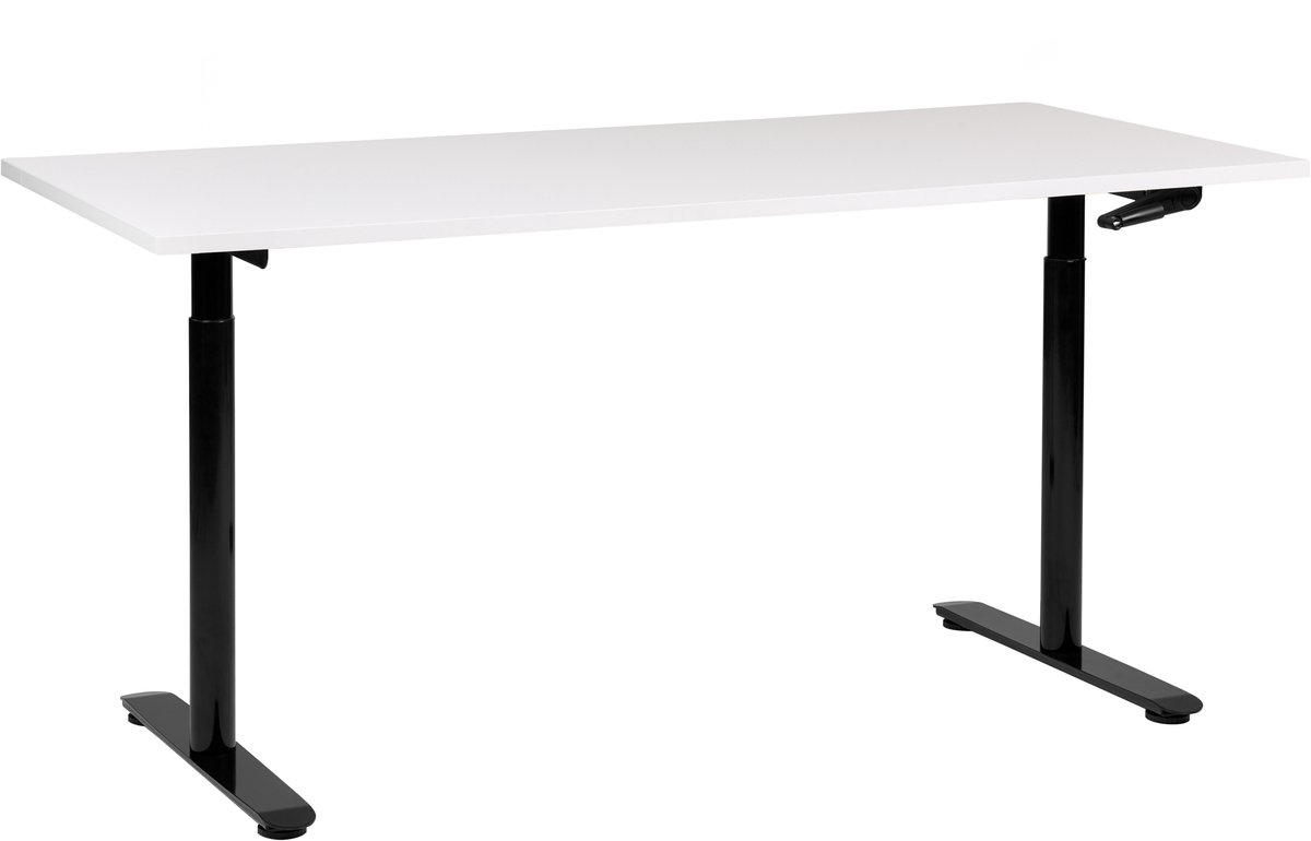 DESTINAS - Verstelbaar bureau - Wit/Zwart - Spaanplaat