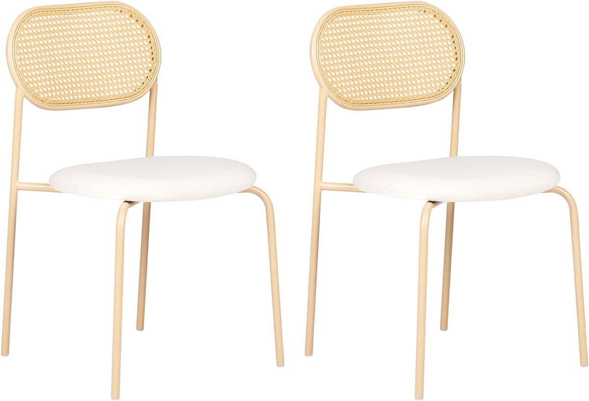 ADAVER - Eetkamerstoel set van 2 - Lichtbeige - Metaal