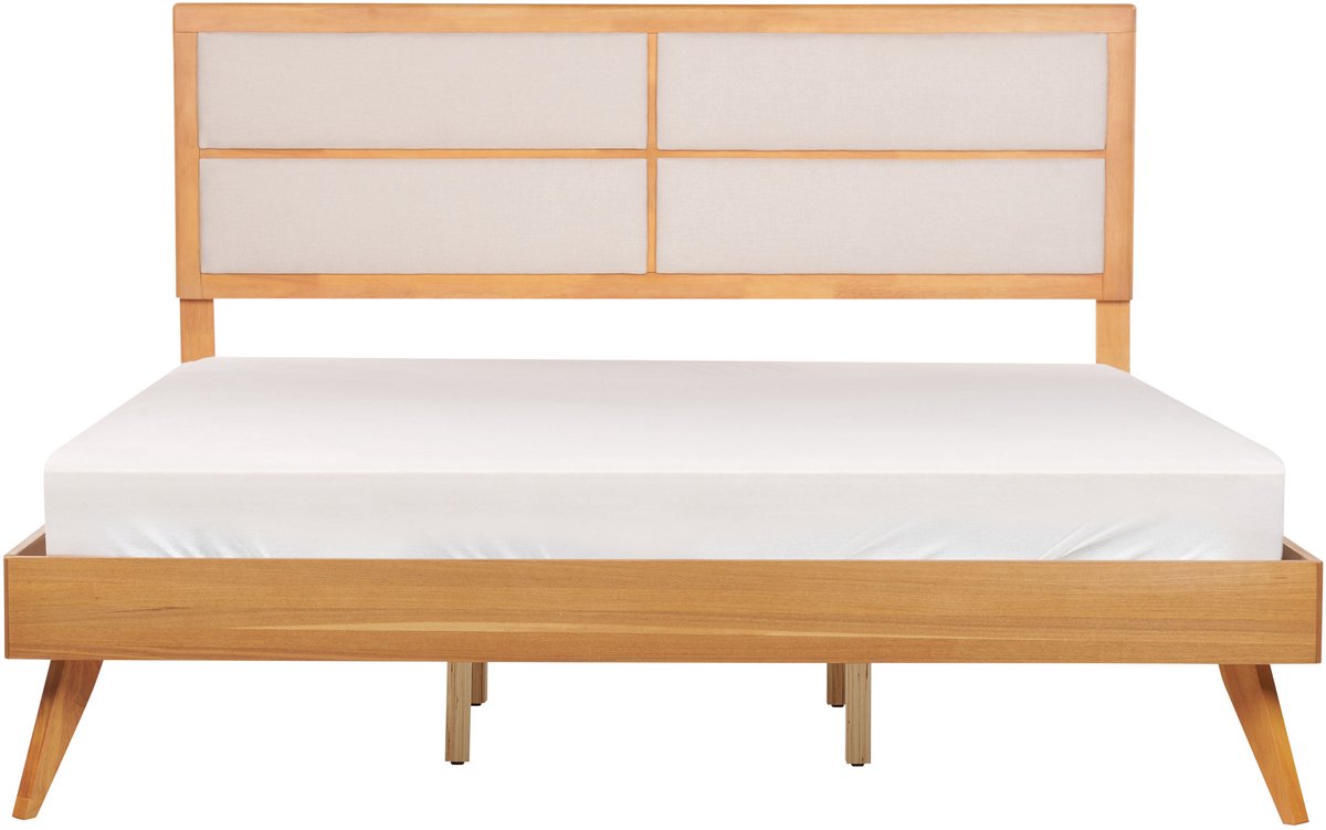 Beliani POISSY - Tweepersoonsbed - Lichthout - 180 x 200 cm - MDF Bruin