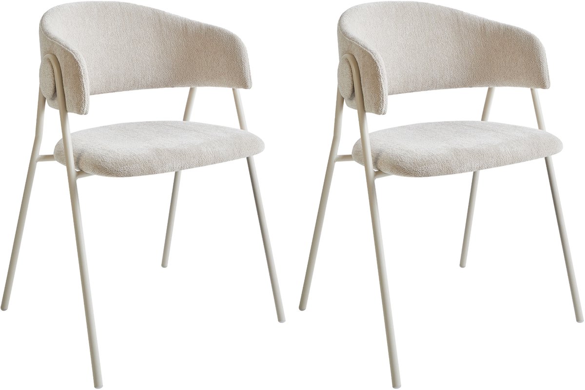 Beliani ALANSOM - Eetkamerstoel set van 2 - Lichtbeige - Stof