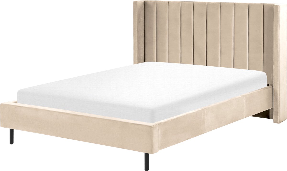 VILETTE - Tweepersoonsbed - Beige - 140 x 200 cm - Fluweel