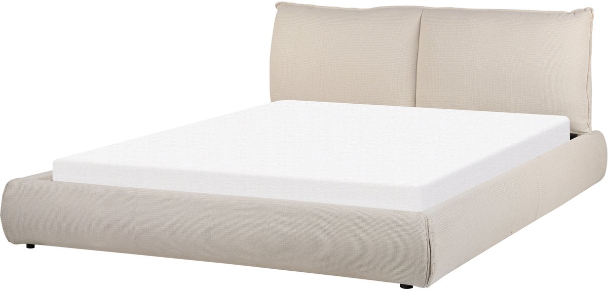 Beliani VINAY - Tweepersoonsbed - Zandbeige - 160 x 200 cm - Polyester