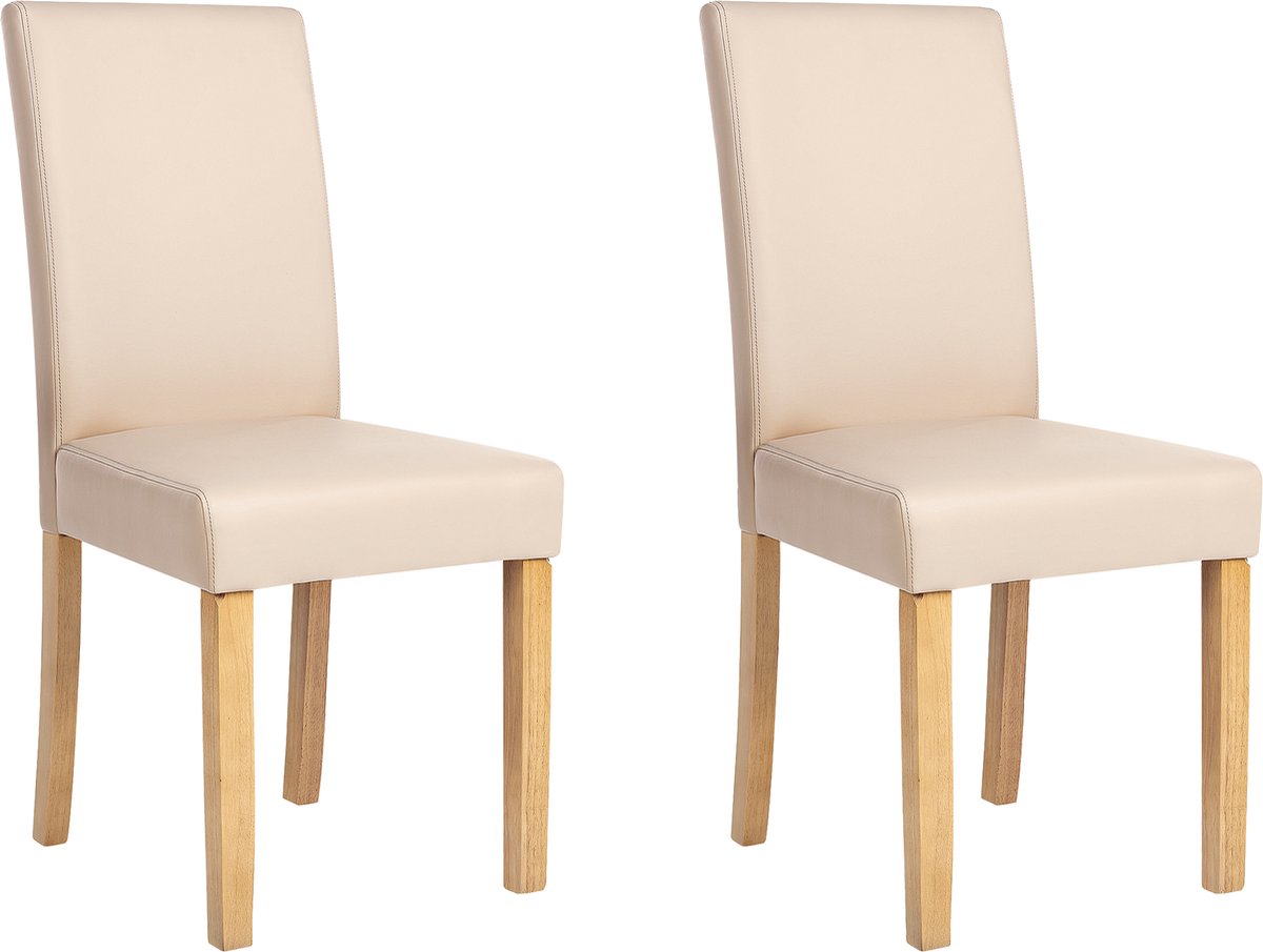 BROADWAY - Eetkamerstoel set van 2 - Beige - Kunstleer