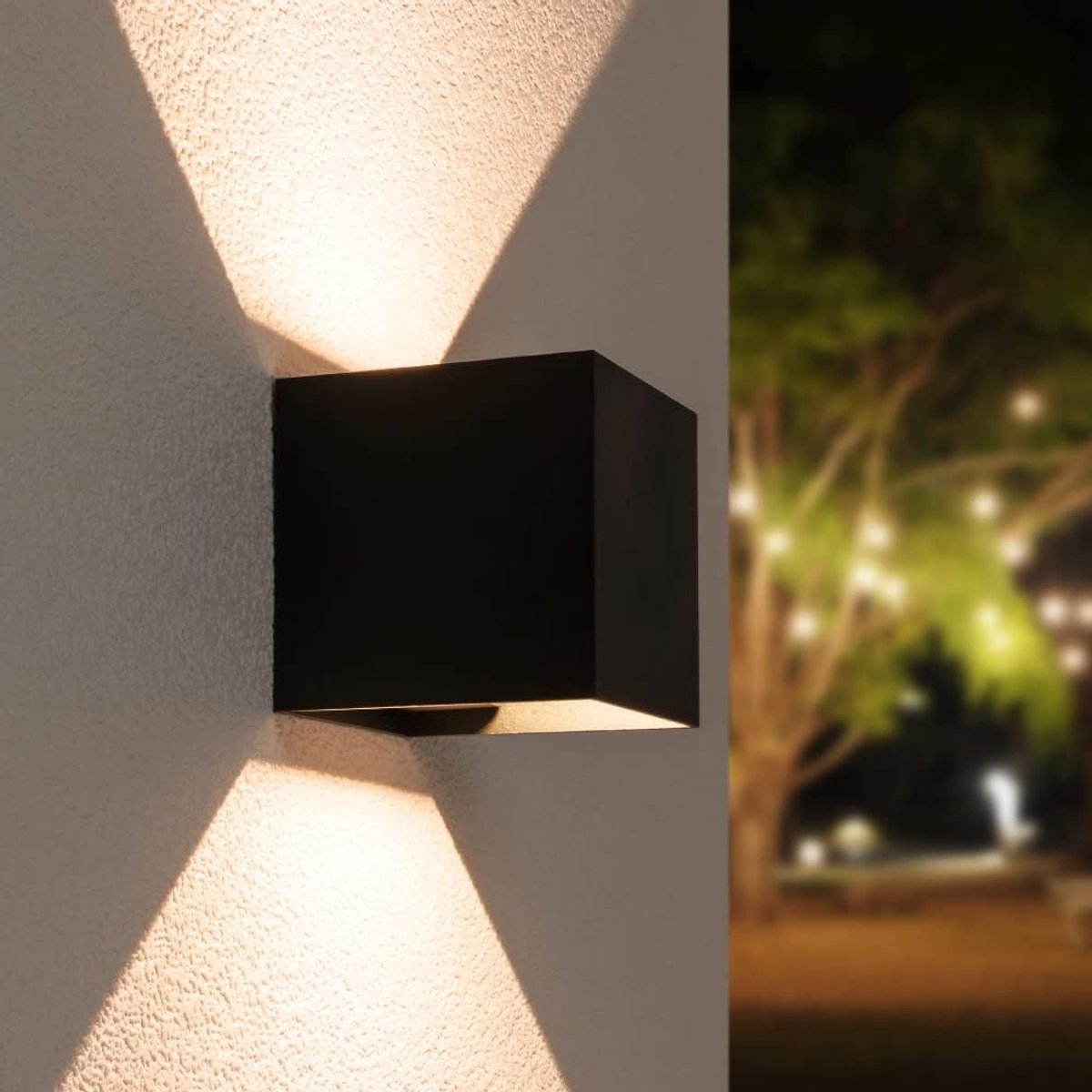 Inbouw LED Wandlamp Kubus Zwart Dimbaar IP65 voor Binnen en Buiten Up Downlight