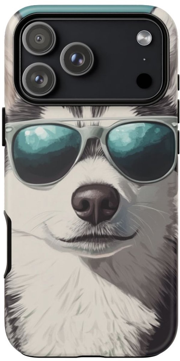 Stoere Husky met Zonnebril Illustratie – Telefoonhoesje Geschikt voor iPhone 17 Pro Max