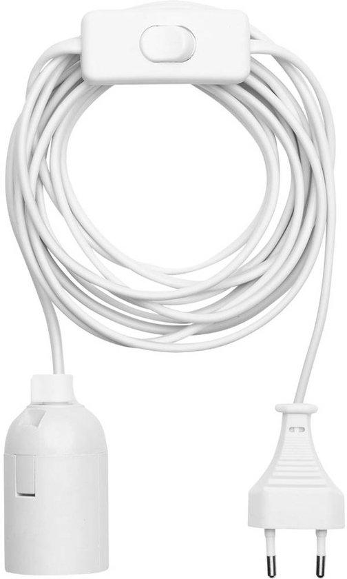 Lampfitting wit met 3.5 meter kabel - schakelaar en Stekker | E27 | Max 1x25W exclusief — afbeelding 4