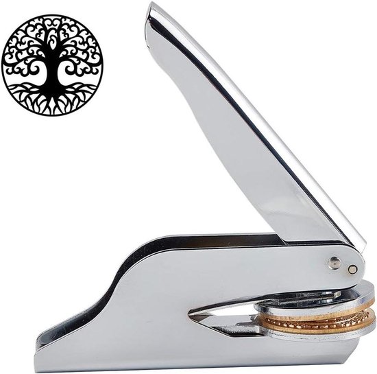 CRASPIRE Tree of Life Pattern Stainless Steel Open Book Embosser Stamp - Hand Held Notary Seal for Books, Envelopes, Paper Official