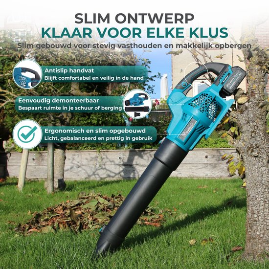 CraftRoot Accu Bladblazer - Draadloze Elektrische Bladblazer met 2x 4.0Ah Accu - Krachtig en Compact - 200km/h - 21.000 RPM van Merkloos	 — afbeelding 4