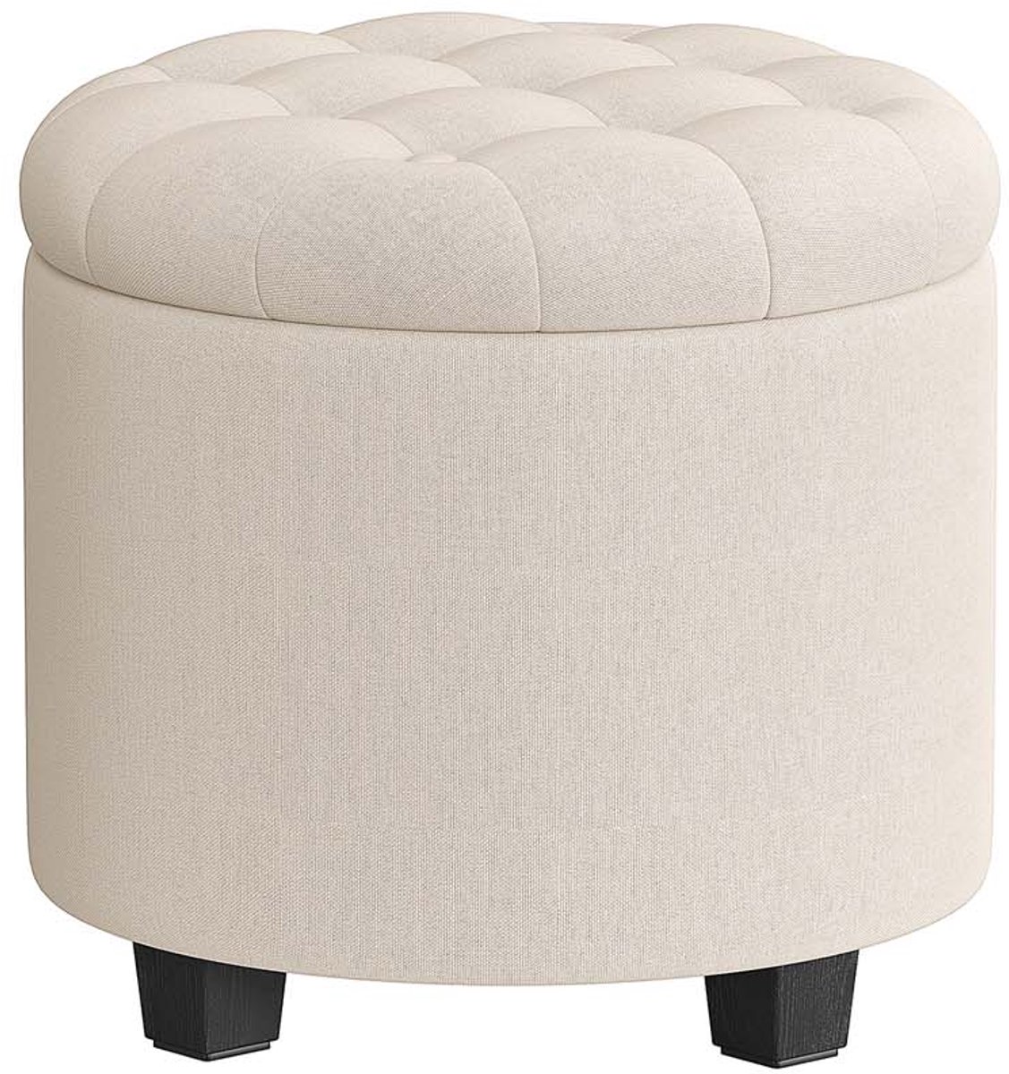 Songmics - poef - Voetenbank – diameter 45 cm - Met opbergruimte – Lichtbeige