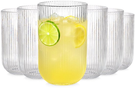 Relaxdays Drinking Glasses Set of 4, 300 ml, Boho Water