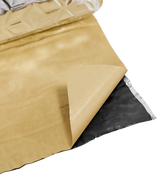 Auto Isolatiefolie 50 x 400 cm x 2 mm - 1 m² Warmtereflecterende Geluidsisolatiemat van Aluminium - Voor Motorkap, Portieren, Autodak, Vloer en Kofferbak — afbeelding 5