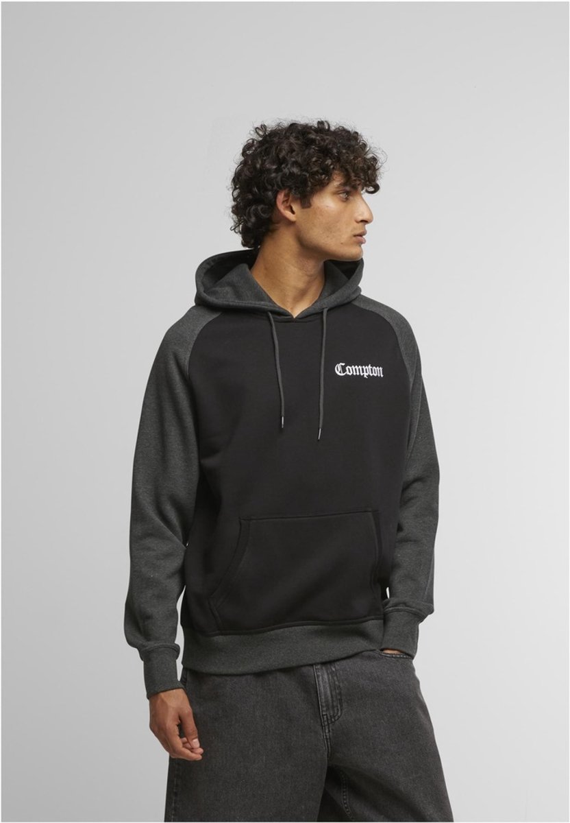 Mister Tee Compton Wording EMB Raglan Hoodie/trui M Zwart