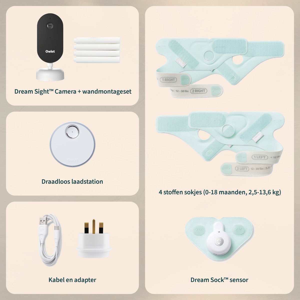 Owlet Dream Duo Baby Monitor met 2K HD Camera en Gezondheidsmeting - afbeelding 2