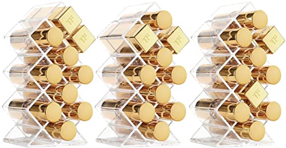Transparante Lipstick Organizer - 3 Stuks Opbergdoos voor Lippenstift en Lipgloss