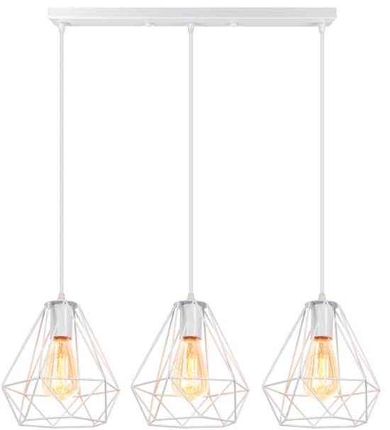 Industriële hanglamp met amber glas, 3-lichts - Vanity - PrikkabelLED.nl